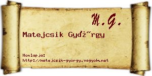 Matejcsik György névjegykártya